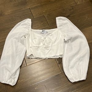 Princess Polly Tie Front Long Sleeve Crop Top